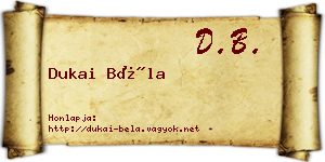 Dukai Béla névjegykártya
